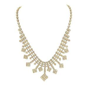 Clear Rhinestone Necklace & Earring Set For Women